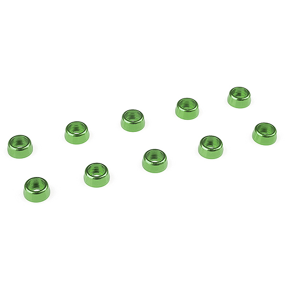 Corally Aluminium Washer For M2 Socket Head Screws Od=6mm Green 10Pcs (C-31251)