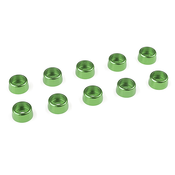 Corally Aluminium Washer For M3 Socket Head Screws Od=8mm Green 10Pcs (C-31271)