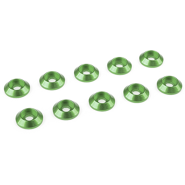 Corally Aluminium Washer For M3 Button Head Screws Od=10mm Green 10Pcs (C-31301)