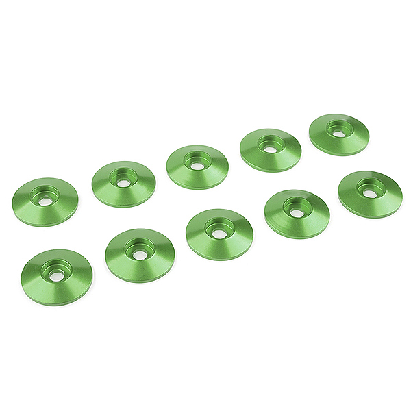 Corally Aluminium Washer For M3 Button Head Screws Od=15mm Green 10Pcs (C-31311)