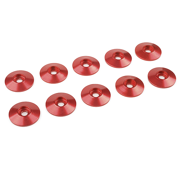 Corally Aluminium Washer For M3 Button Head Screws Od=15mm Red 10Pcs (C-31315)