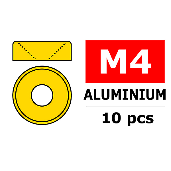 Corally Aluminium Washer For M4 Flat Head Screws Od=10mm Gold (10Pcs) (C-3213-40-0)