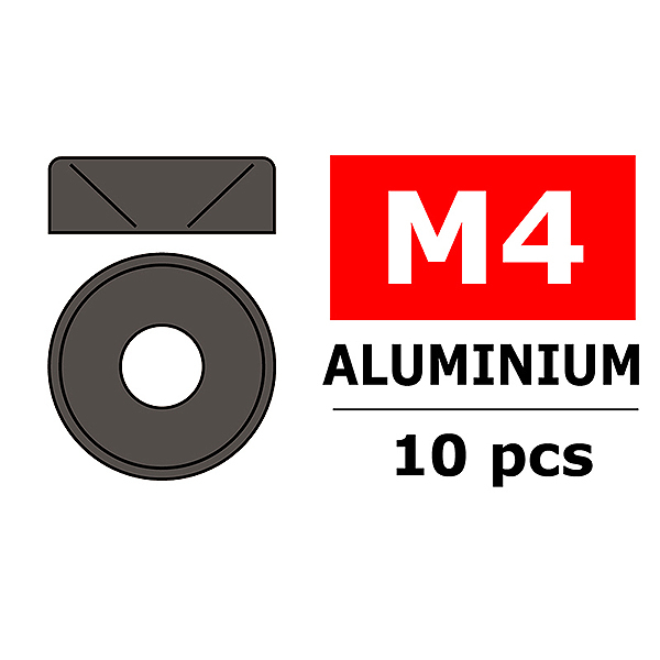 Corally Aluminium Washer For M4 Flat Head Screws Od=10mm Gun Metal (10Pcs) (C-3213-40-3)