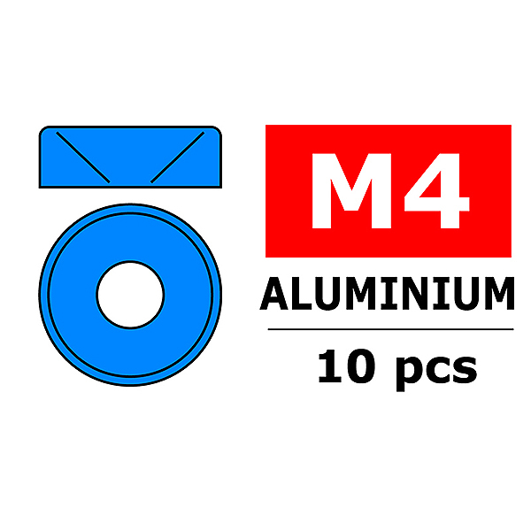 Corally Aluminium Washer For M4 Flat Head Screws Od=10mm Blue (10Pcs) (C-3213-40-4)