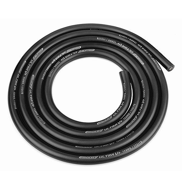 Corally Ultra V+ Silicone Wire Super Flexible Black 12Awg 1731/0.05 Strands Od4.5mm 1M (C-50111)