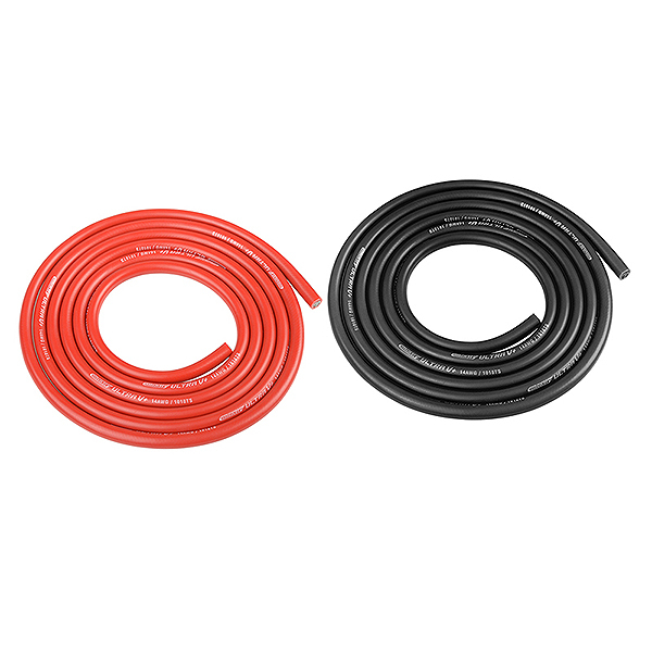 Corally Ultra V+ Silicone Wire Super Flexible Black And Red 14Awg 1018/0.05 Strands Od 3.5mm 2X 1M (C-50122)