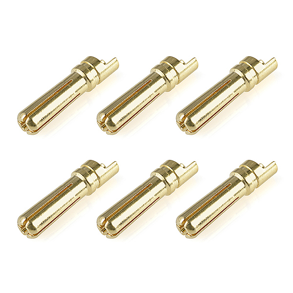 Corally Bullit Connector 4.0mm Male Solid Type Gold Plated Ultra Low Resistance Wire Straight 6Pcs (C-50152)