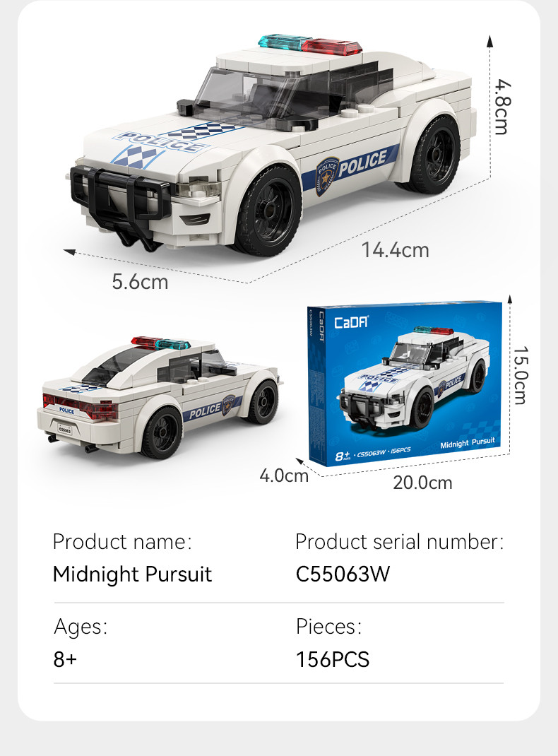 Cada Midnight Pursuit Police Car - 156 pcs (C55063W)