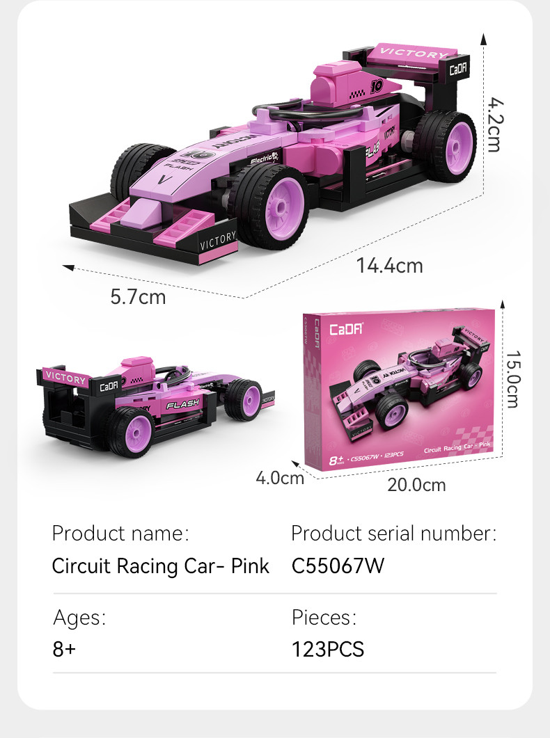 Cada Pink Circuit Racing Car - 123 pcs (C55067W)
