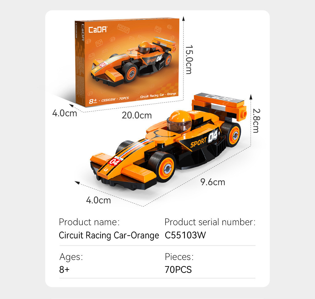 Cada Mini Orange Circuit Racing Car - 70 pcs (C55103W)