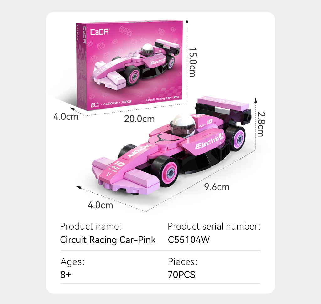 Cada Mini Pink Circuit Racing Car - 70 pcs (C55104W)