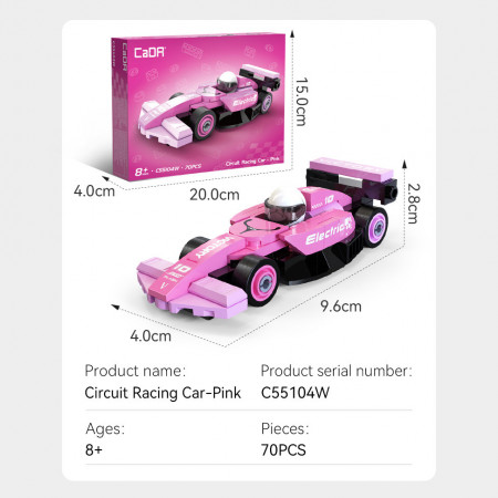 Cada Mini Pink Circuit Racing Car - 70 pcs (C55104W)