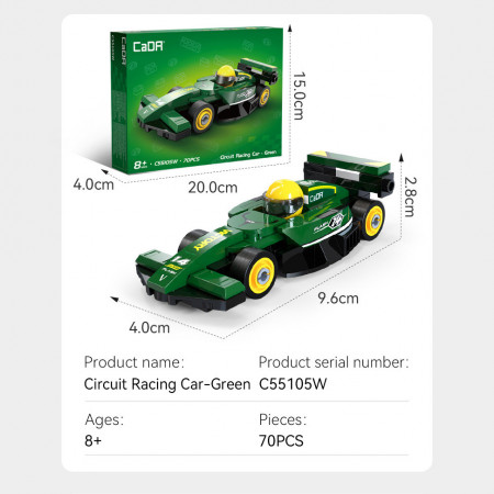 Cada Mini Green Circuit Racing Car - 70 pcs (C55105W)