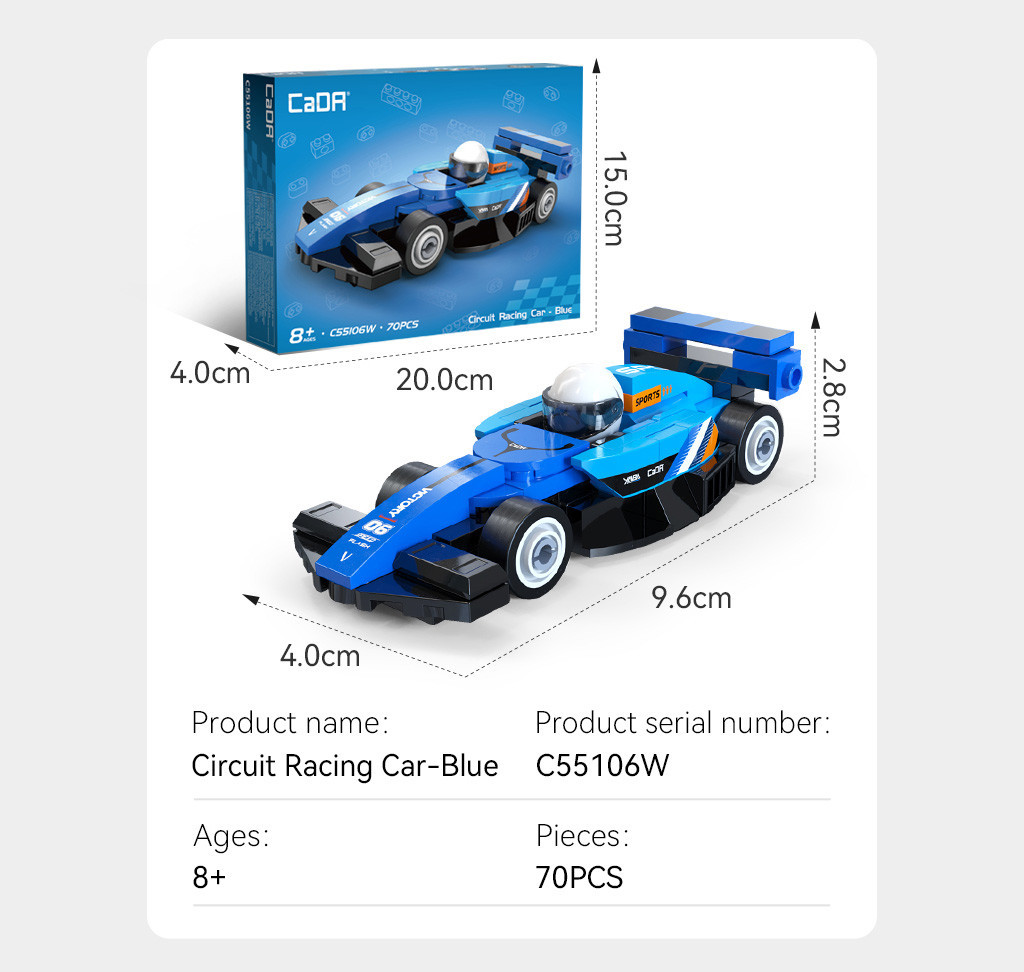 Cada Mini Blue Circuit Racing Car - 70 pcs (C55106W)