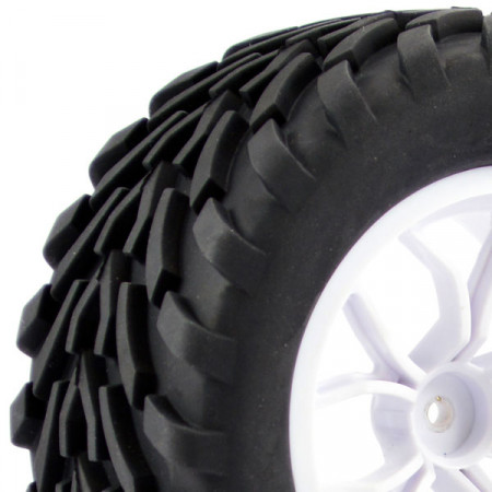 Fastrax 1:10 Mega V Truck Tyre 12 Spoke White Wheel 12mm Hex (Pr) (FAST0067W)