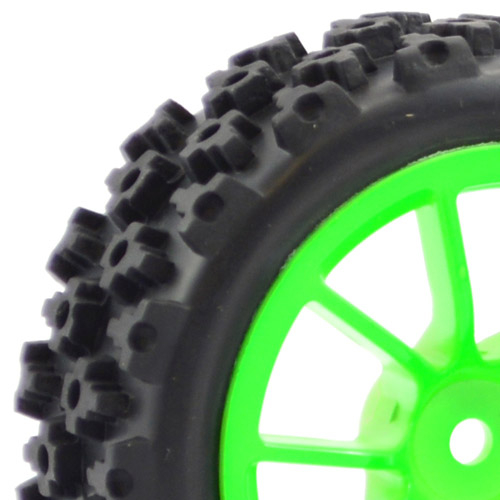 Fastrax 1:10th Street/Rally Tyre 10Sp Green Wheel (FAST0073G)