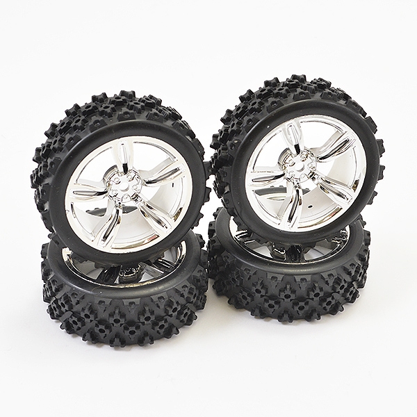 Fastrax 1:10 Touring Wheel/ Rally Block 5-Spoke Chrome (4) (FAST0074C)