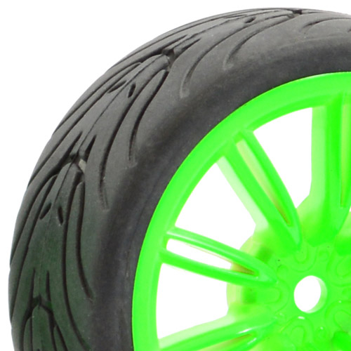 Fastrax 1:10th Street/Tread Tyre 20Sp Green Wheel (FAST0076G)