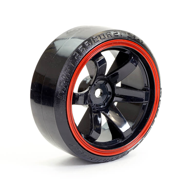 Fastrax 1:10th Street/Drift Tyre 6-Spoke Wheel (6mm Offset) - Black With Red Trim (FAST0086BKR)