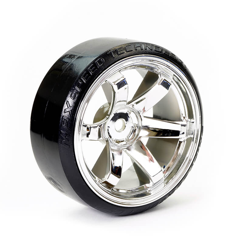 Fastrax 1:10th Street/Drift Tyre 6-Spoke Wheel (6mm Offset) - Chrome (FAST0086C)