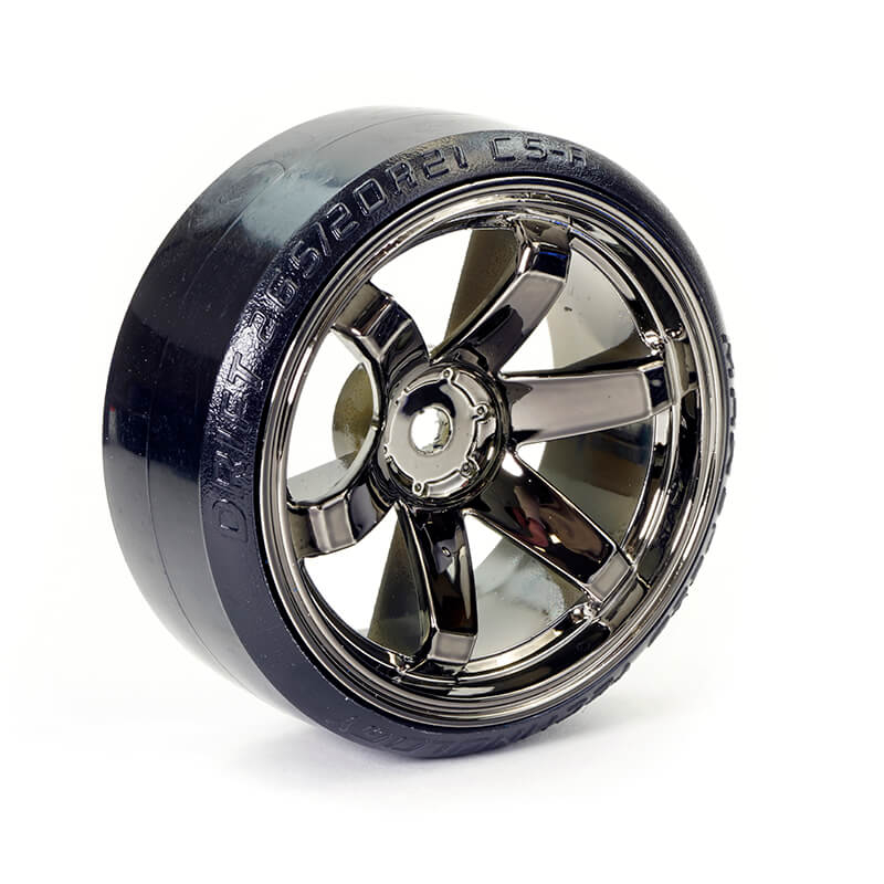 Fastrax 1:10th Street/Drift Tyre 6-Spoke Wheel (6mm Offset) - Grey Chrome (FAST0086GC)