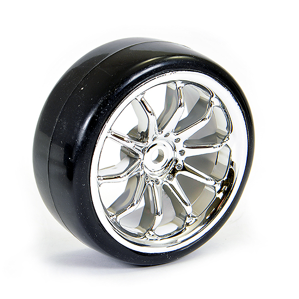 Fastrax 1:10th Street/Drift 10Sp Scale Chrome Wheel &amp; V2 Tyre (FAST0092C)