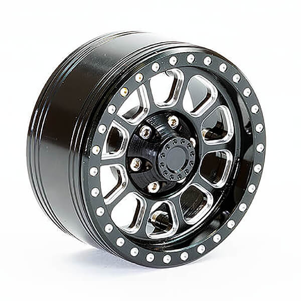 Fastrax Aluminum Beadlock Ten 1.9&quot; Wheels - Black (2Pc) (FAST0138BK)