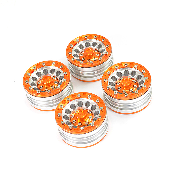 Fastrax Aluminum Beadlock 1.9&quot; Wheels - Orange (4Pc) (FAST0139O)