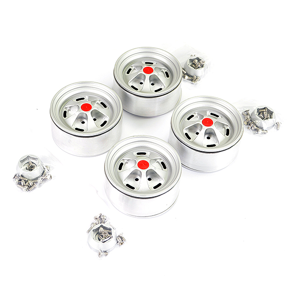 Fastrax Aluminum Beadlock Star 1.9&quot; Wheels - Silver (4Pc) (FAST0140S)