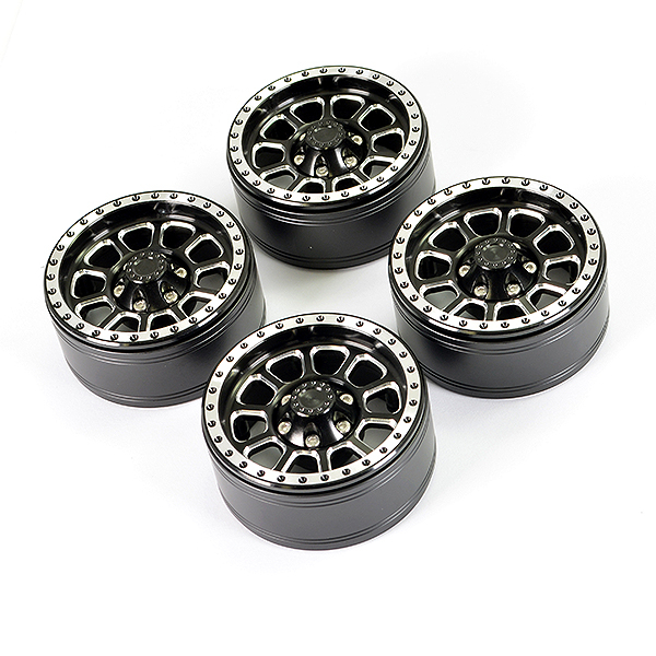 Fastrax Aluminum Beadlock Ten 1.9&quot; Wheels - Black (4Pc) (FAST0141BK)