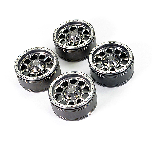 Fastrax Aluminum Beadlock Ten 1.9&quot; Wheels - Titanium (4Pc) (FAST0141T)