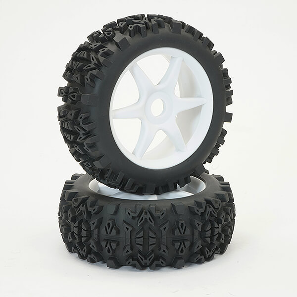 Fastrax 1:8th Grator Mounted On 6-Spoke White (Pr) (FAST1002W)