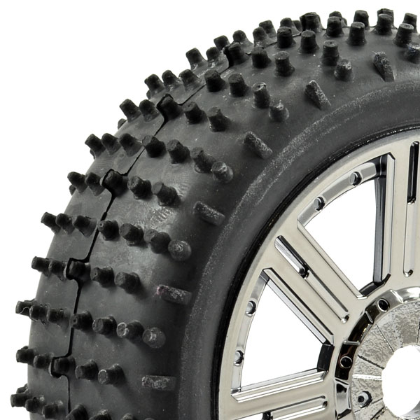 Fastrax 1:8th Lugger Mounted On 8-Spoke Black Chrome (Pr) (FAST1010BC)