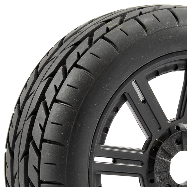 Fastrax 1:8th Eagle Tread Mounted On 8-Spoke Black (Pr) (FAST1015B)