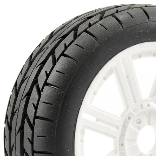 Fastrax 1:8th Eagle Tread Mounted On 8-Spoke White (Pr) (FAST1015W)