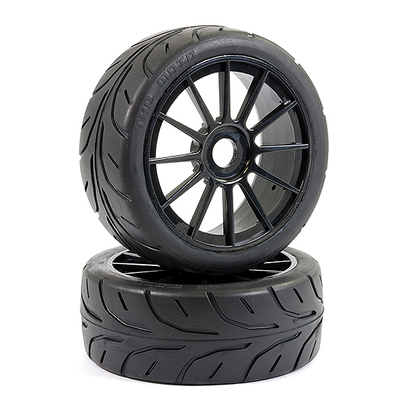 Fastrax 1:8th Arrow Tread Mounted On 12-Spoke Black (Pr) (FAST1016B)