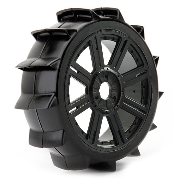 Fastrax 1:8 Paddle Mounted On 8-Spoke Black (Pr) (FAST1025B)