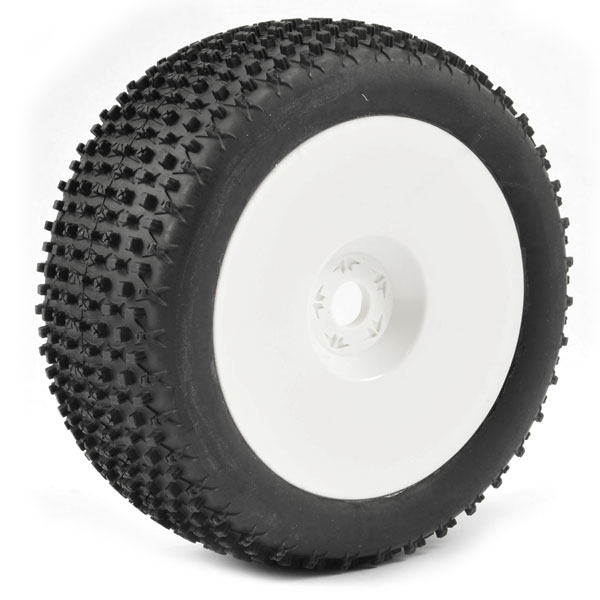 Fastrax 1:8th Truggy X-Block Mtd On White Dished 0 Offset(Pr) (FAST1090WD)