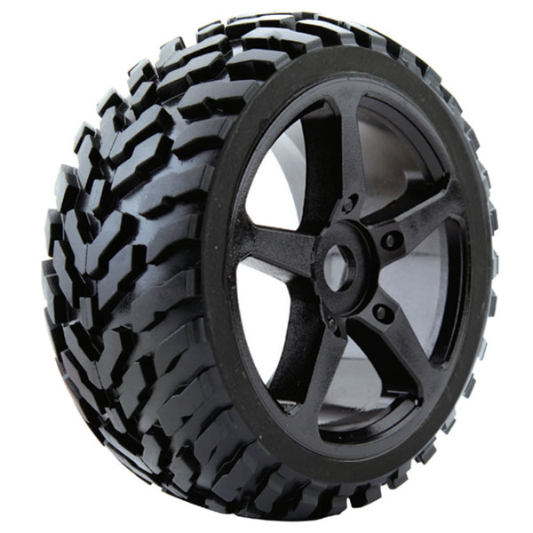 Fastrax 1:8th Truggy Arrow Mtd On 5-Spoke Black 0 Offset(Pr) (FAST1096B-0)