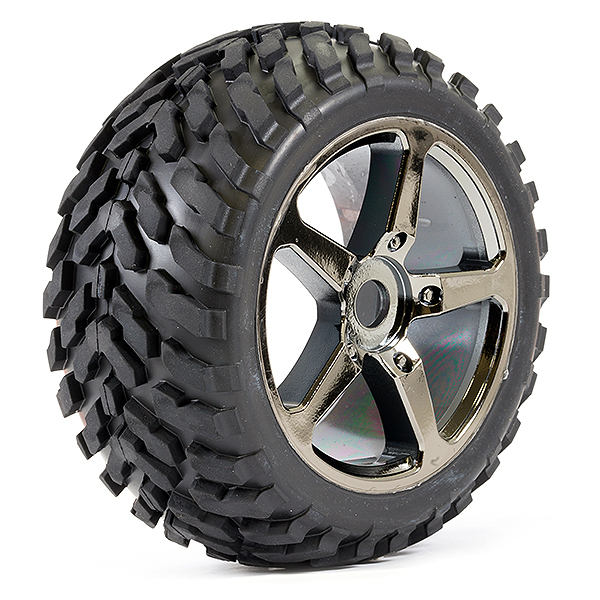 Fastrax 1:8th Truggy Arrow Mtd 5-Spoke Bk Chrome 0 Offset(Pr) (FAST1096BC-0)