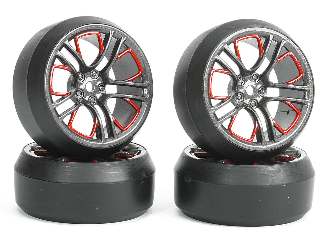 Fastrax 1/10 (4) Drift D3 Tyre With 3mm 10-Spoke Wheel-Graphite (FAST1352G-D33)