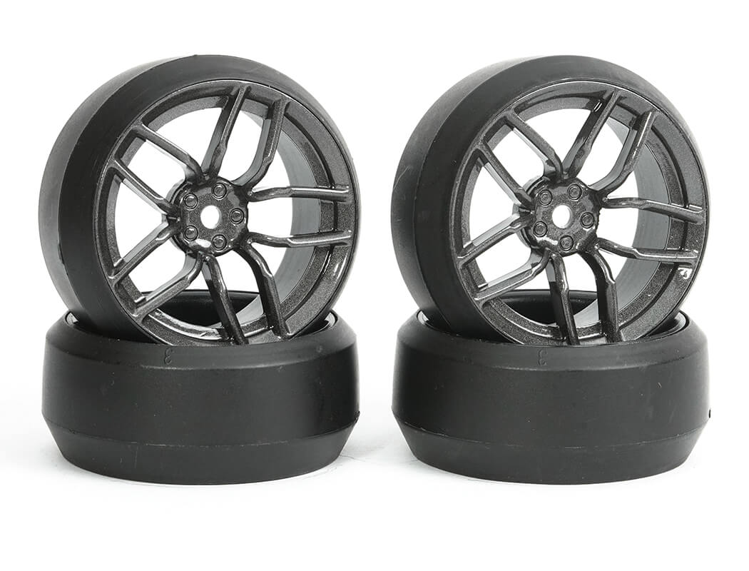 Fastrax 1/10 (4) Drift D3 Tyre With 3mm 10-Spoke Wheel-Graphite (FAST1356G-D33)