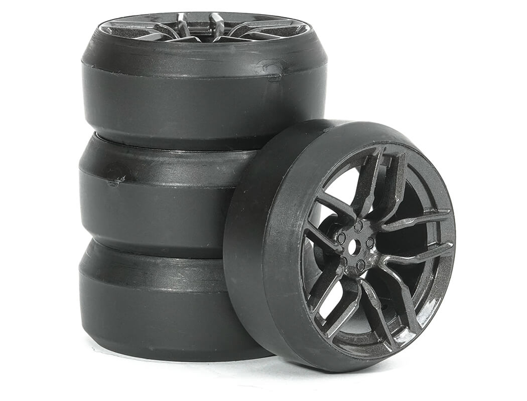 Fastrax 1/10 (4) Drift D3 Tyre With 3mm 10-Spoke Wheel-Graphite (FAST1356G-D33)