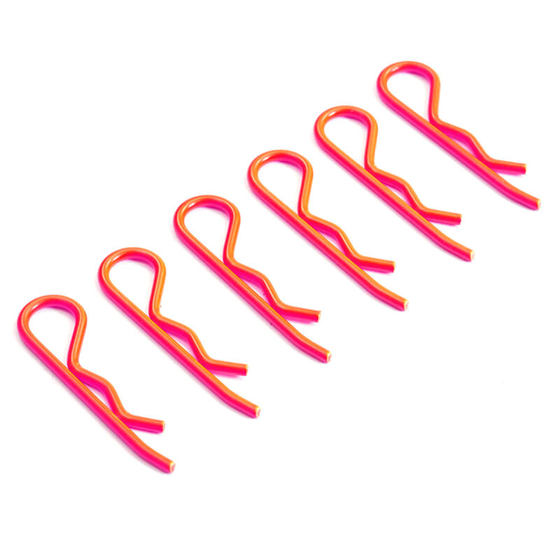 Fastrax 1:8th/1:5th/Transponder Body Clips Fluo Pink (6) (FAST210FP)