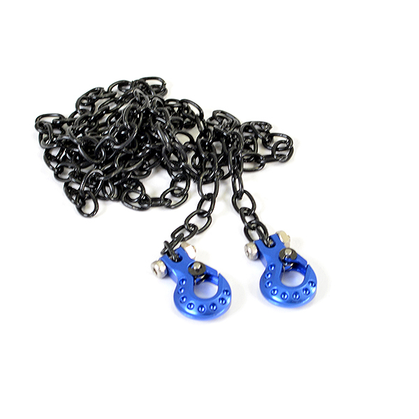 Fastrax Deluxe Aluminium Blue Winch Hooks &amp; Black Chain Set (FAST2321DBB)