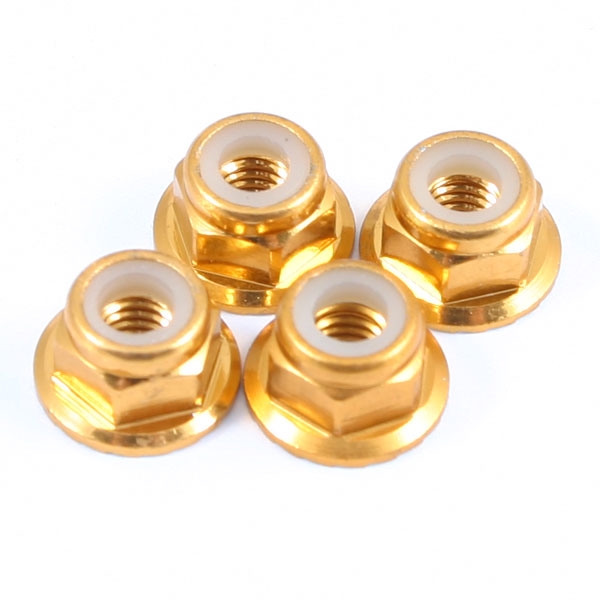 Fastrax M4 Gold Flanged Locknuts 4Pcs (FTM4GF)