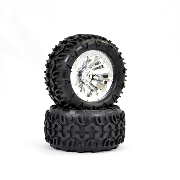 FTX Carnage Mounted Wheel/Tyre Complete Pair - Chrome (FTX6310C)