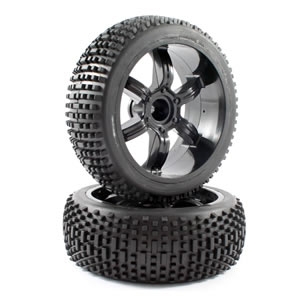 FTX Narrow Block Tyre/6-Spoke Wheel Mounted Offset (FTX7851B)