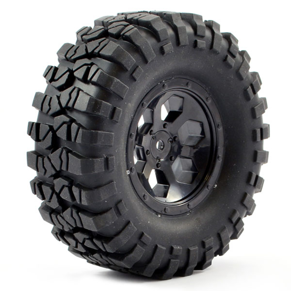 FTX Outback Pre-Mounted 6Hex/Tyre (2) - Black (FTX8170B)