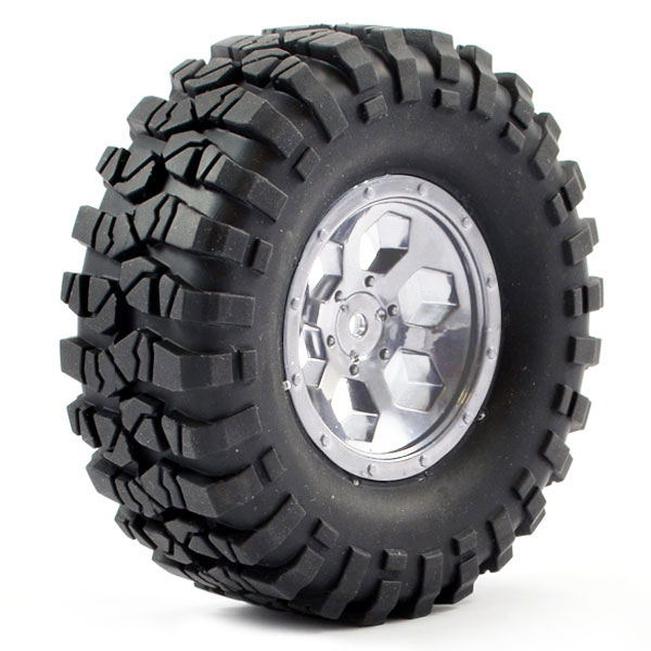 FTX Outback Pre-Mounted 6Hex/Tyre (2) - Chrome (FTX8170C)